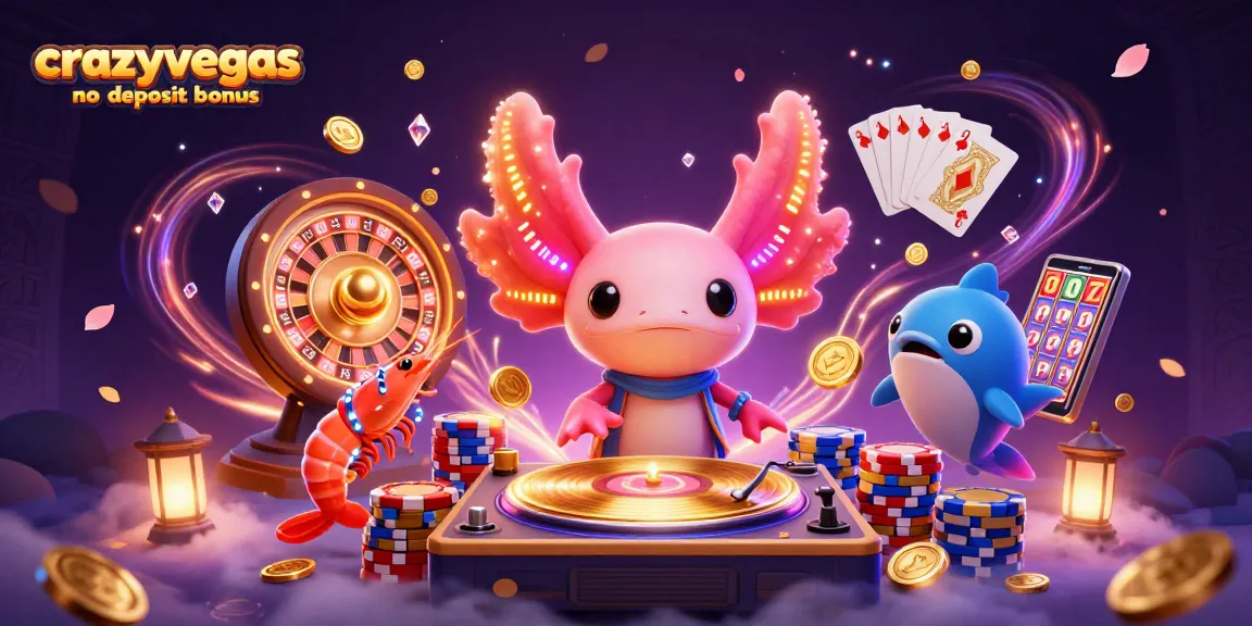 Experience the excitement of crazyvegas no deposit bonus with vibrant 3D casino elements and characters.